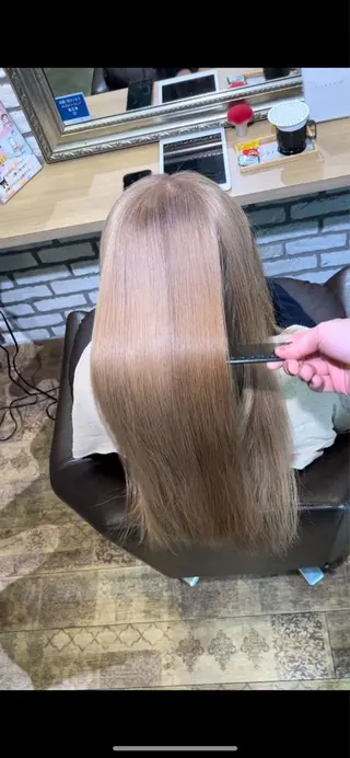 ロング カラー 西中島/ハイトーン カラー/西山昇汰のヘアスタイル