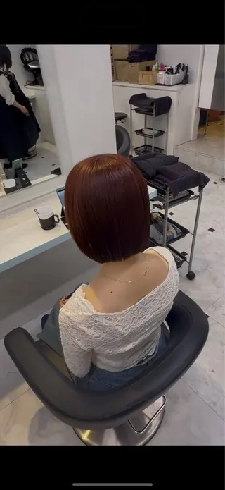 ショート カラー ブリーチなし🍒中韓 /縮毛 つや髪🍒のヘアスタイル