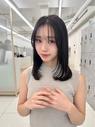 セミロング レイヤー/韓国/ 顔周り/しんやのヘアスタイル