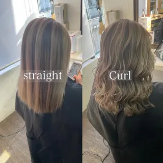 ミディアム カラー ヒカ/外国人風 デザインカラーのヘアスタイル