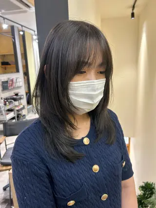 セミロング カラー hub hair レイヤー/透明感のヘアスタイル