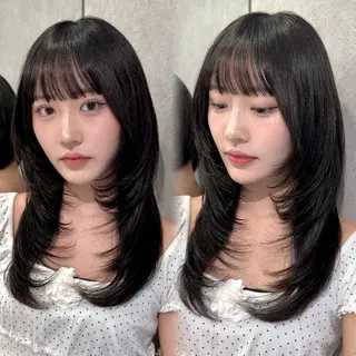 セミロング RIN/韓国レイヤー /ハッシュカットのヘアスタイル