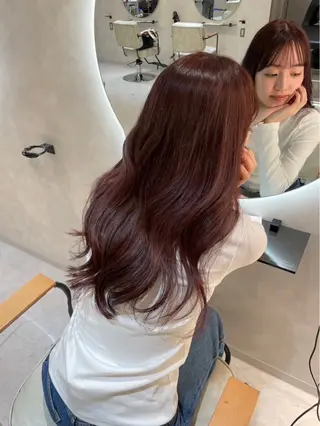 ロング enu  hair所属・ブリーチなしベージュ レイヤーカットはるかのヘアスタイル