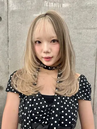 ミディアム 🫧Hazuki🫧 透明感カラー/縮毛のヘアスタイル