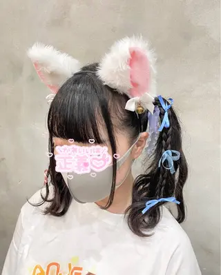 セミロング ヘアアレンジ 【ピンク/韓国ヘア/ ヘアセット】亜海のヘアスタイル