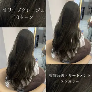 ロング オリーブカラー 長谷川のヘアスタイル