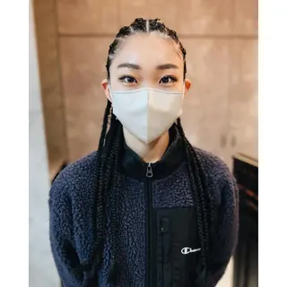 セミロング カラー パーマ ヘアアレンジ メンズ キッズ BRAIDS💎愛子 大人ハイライト💎のヘアスタイル