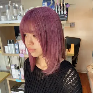 ミディアム カラー 髪質改善/ストレート /透明感/西川奈穂のヘアスタイル