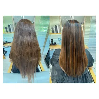 ロング レイヤーカット・ 縮毛矯正 星野のヘアスタイル