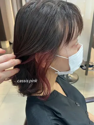 ミディアム ぷつっとボブ/ちゅる ピンク/mika☆のヘアスタイル