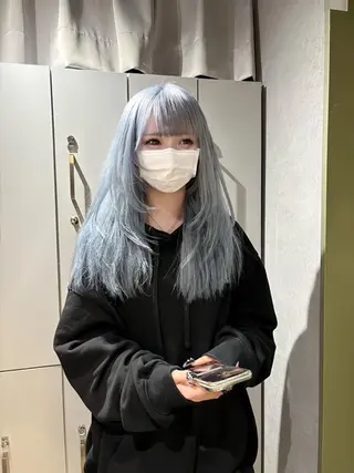 ロング カラー rilas博多所属・博多JYUI/ウルフ ハイトーン/デザインのヘアスタイル