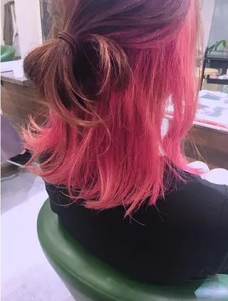 ミディアム カラー ヘアアレンジ youres hair 新宿3丁目店所属・新宿.代表.透け髪 TAKAケアブリーチのヘアスタイル