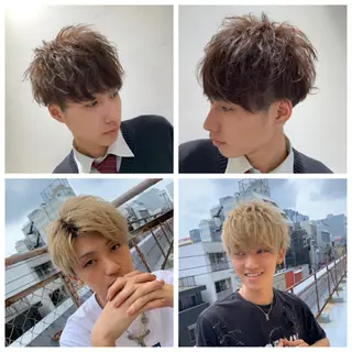 ショート ヘアアレンジ メンズ IwAsh中山所属・✂︎中山ブリーチ・ パーマ✂︎露木智也のヘアスタイル