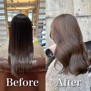 ミディアム カラー ブリーチなし✨艶髪 カラー𓃲YAGIのヘアスタイル