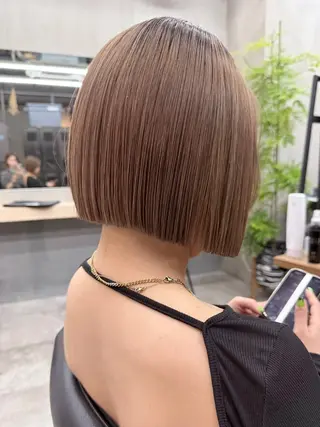 ショート 切りっぱなしボブ/ 小顔ボブNANAのヘアスタイル