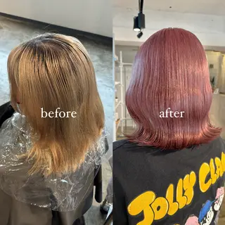 ミディアム カラー 暖色カラー🍒 ケアブリーチ/akiのヘアスタイル