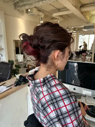 ロング ヘアアレンジ nano.艶カラー 🍑ヘアアレンジのヘアスタイル