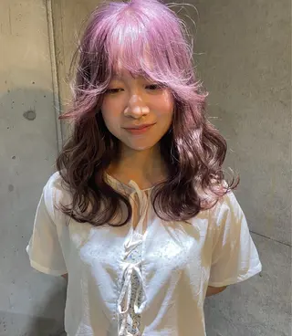 セミロング カラー ヘアアレンジ キッズ デザインパーマ ハイライトIkumiのヘアスタイル