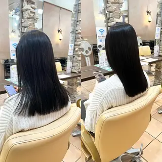 セミロング パーマ 地毛風ストレート ⚡️下ノ村柊斗⚡️のヘアスタイル