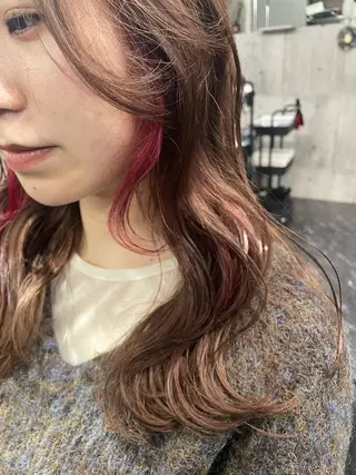 セミロング カラー NINE+/代表 ブリーチ特化型サロンのヘアスタイル