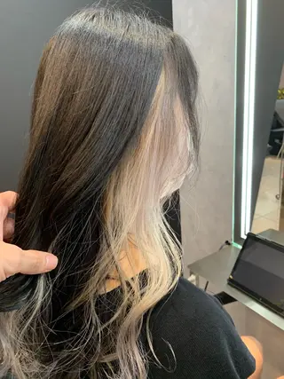 ロング カラー 透明感/ブリーチ縮毛 /髪質改善/星野純一のヘアスタイル