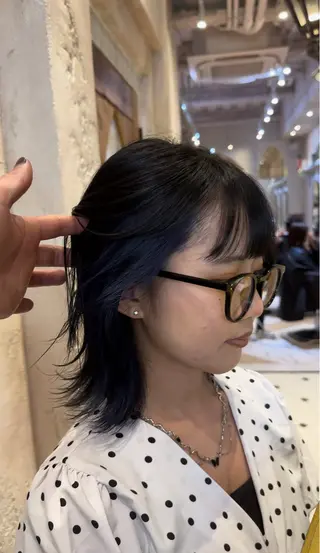 ミディアム ブリーチなしダブル カラー縮毛矯正　下野のヘアスタイル