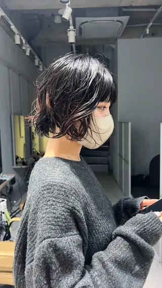 ミディアム パーマ シミズ リホのヘアスタイル