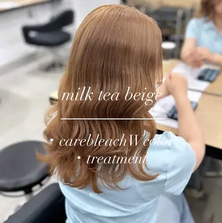セミロング カラー NAMI🤎ブラウン &ミルクティー🤍のヘアスタイル
