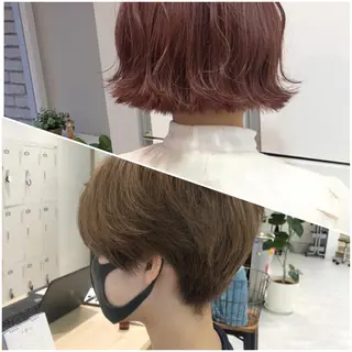 カラー レイヤー/顔まわり カット/地毛風カラーのヘアスタイル