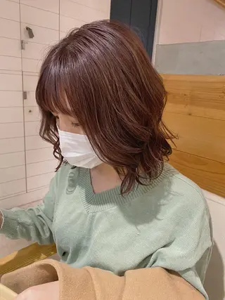 ミディアム カラー すぎもと さき⚡️ 朝ラク・*パーマのヘアスタイル