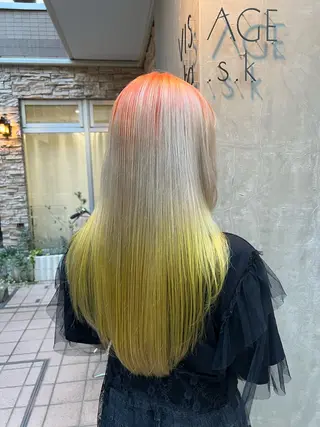 セミロング カラー ブリーチカラー🫧 いぐち しょうた🫧のヘアスタイル