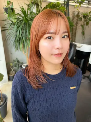 ミディアム カラー 似合わせカット レイヤーボブウルフのヘアスタイル