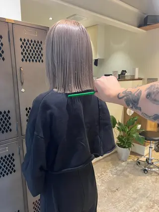 セミロング カラー nishido ハイライト/メンズのヘアスタイル