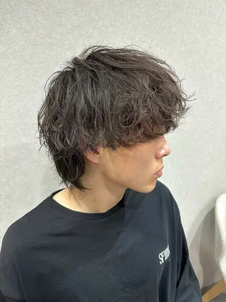 ミディアム パーマ ヘアアレンジ メンズ Mens Salon Gray by NYNY所属・Gray by NYNYのヘアスタイル