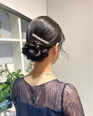 セミロング ヘアアレンジ アレンジ/新宿 透明感カラー/ヤノのヘアスタイル