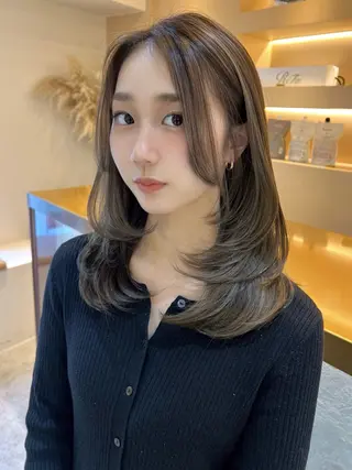 セミロング カラー ヘアアレンジ ✨カチモリ✨レイヤー 韓国ヘア🇰🇷ゆいのヘアスタイル