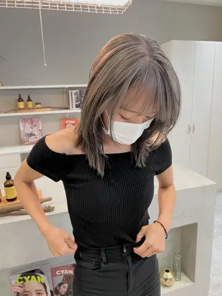 ミディアム タナカ レイのヘアスタイル