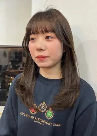 セミロング カラー 韓国ヘア 🎀華澄のヘアスタイル