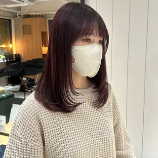 セミロング カラー 髪質改善 イオリのヘアスタイル