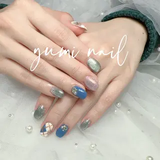 ネイル Shineジェル& チップ長さだしのネイルデザイン