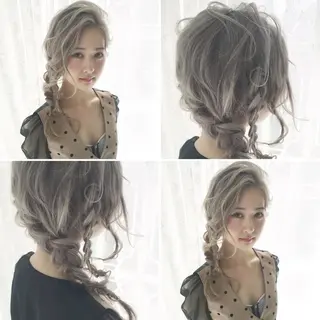 セミロング カラー ヘアアレンジ エクステの神様 ▫️原島ユウヤ▫️のヘアスタイル