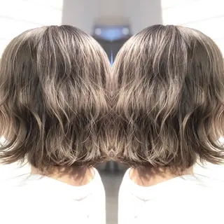 ミディアム カラー ヘアアレンジ 髪質改善×ハイトーン 中田啄也のヘアスタイル