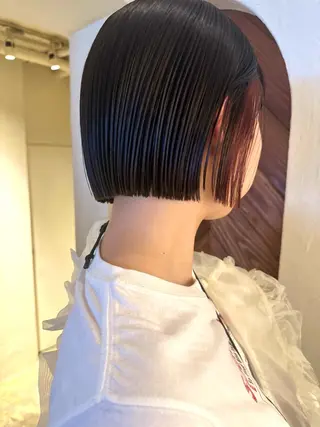 ショート 🧡ono🧡暖色/ 切りっぱなしボブ🧡のヘアスタイル