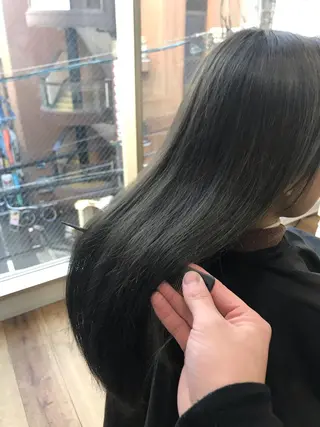 ミディアム ハイトーン髪質改善 家中貴典のヘアスタイル