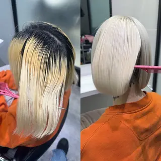 ショート カラー 艶髪ハイトーン ちひろ🌙+.°のヘアスタイル