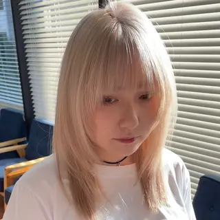ロング カラー ブリーチなしピンク 赤井龍斗のヘアスタイル