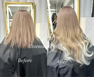 ロング カラー シールエクステ特化 ハイトーン、NANAのヘアスタイル