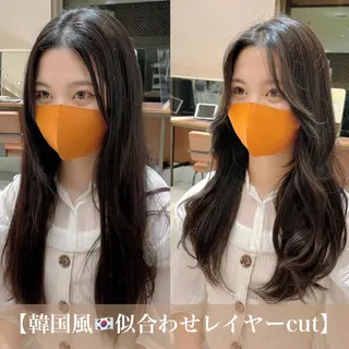 ロング カラー 本格韓国ヘア🇰🇷 【uni】キューさんのヘアスタイル