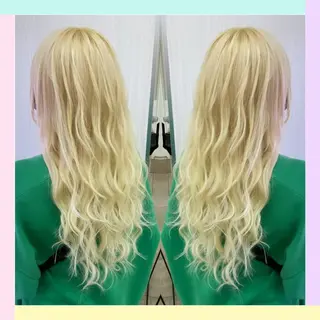 ロング カラー れん/ハイトーン /エクステ/韓国風のヘアスタイル