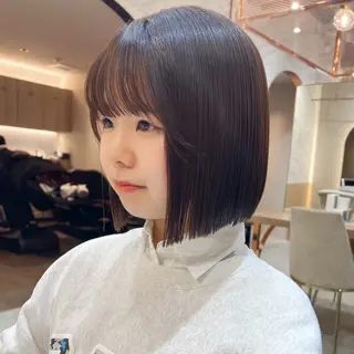 ショート カラー ボブ/巻ける縮毛矯正 /韓国レイヤーはなのヘアスタイル